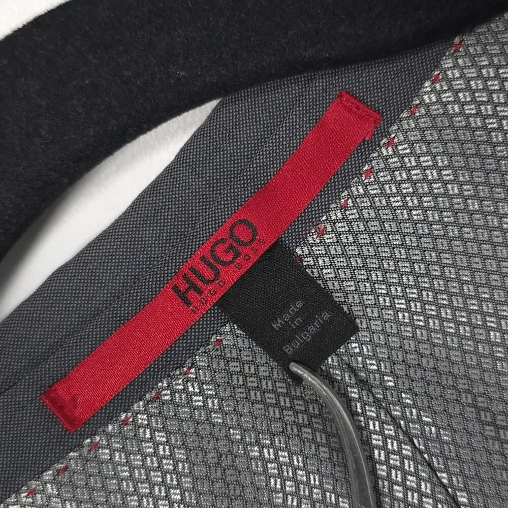 HUGO BOSS Men’s Sport Coat 44L Marzotto Italy Blazer Super 100‎ Gray Virgin Wool